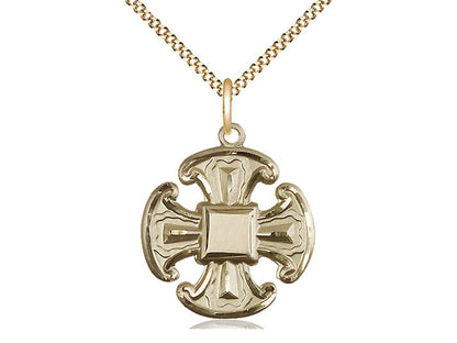 Colgante de necesidades especiales de 5 vías llenas de oro de 14kt en una cadena de placas de oro