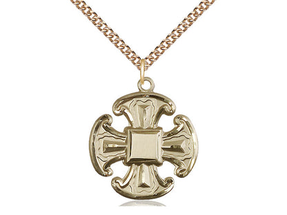 Colgante de necesidades especiales de 5 vías llenas de oro de 14kt en una cadena de placas de oro