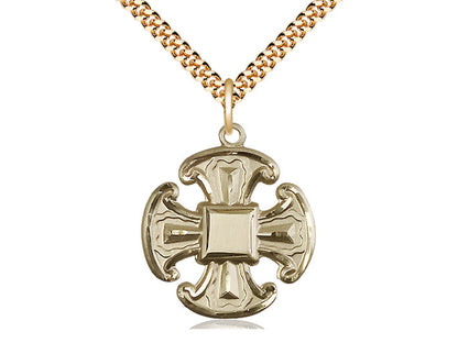 Colgante de necesidades especiales de 5 vías llenas de oro de 14kt en una cadena de placas de oro