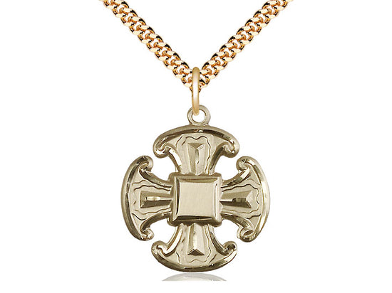 Colgante de necesidades especiales de 5 vías llenas de oro de 14kt en una cadena de placas de oro