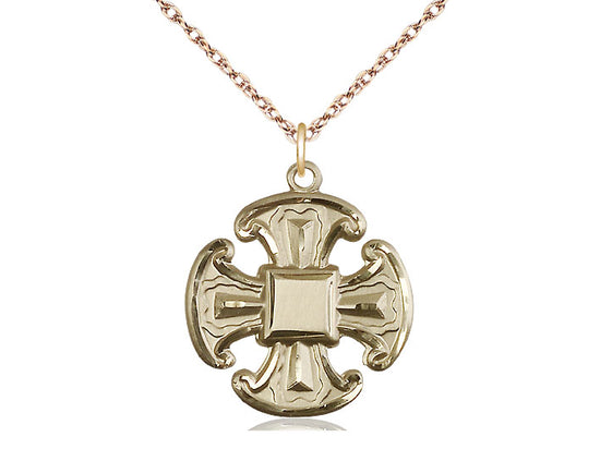 Colgante de necesidades especiales de 5 vías llenas de oro de 14kt en una cadena de placas de oro