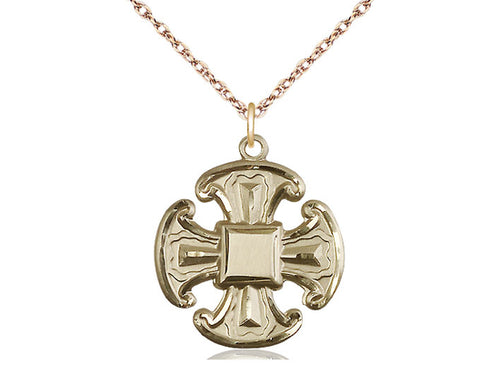 Colgante de necesidades especiales de 5 vías llenas de oro de 14kt en una cadena de placas de oro
