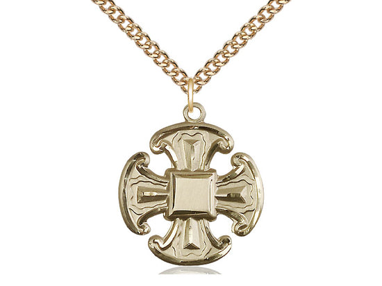 Colgante de necesidades especiales de 5 vías llenas de oro de 14kt en una cadena de placas de oro