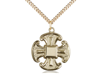 Colgante de necesidades especiales de 5 vías llenas de oro de 14kt en una cadena de placas de oro