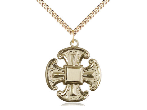 Colgante de necesidades especiales de 5 vías llenas de oro de 14kt en una cadena de placas de oro