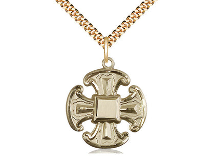 Colgante de necesidades especiales de 5 vías llenas de oro de 14kt en una cadena de placas de oro