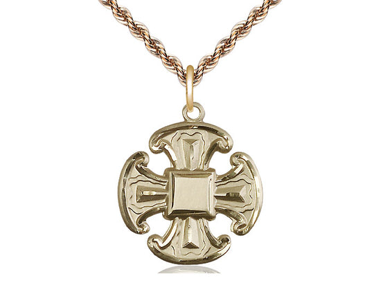 Colgante de necesidades especiales de 5 vías llenas de oro de 14kt en una cadena de placas de oro