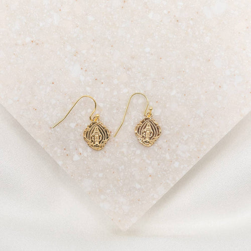 Miraculous Mary Earrings: Gold