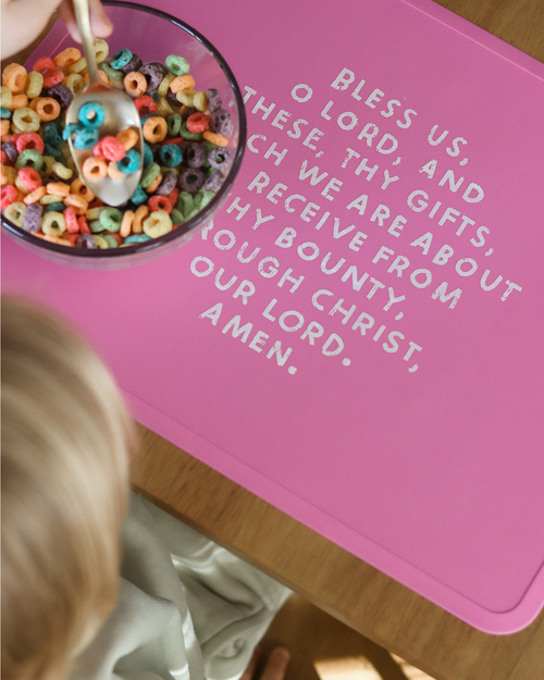 Meal Blessing Silicone Placemat: Cornflower Blue