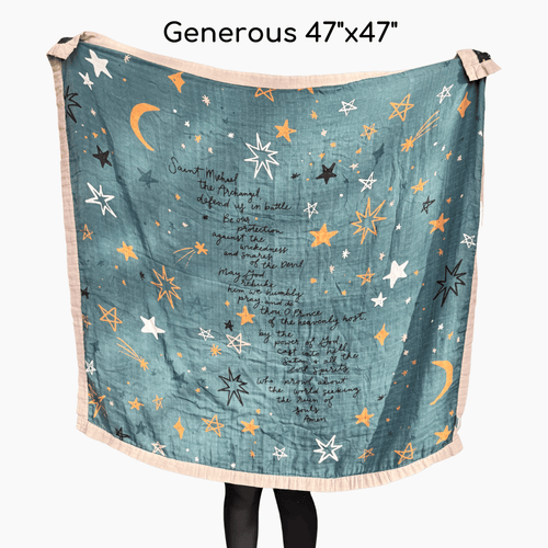 St. Michael Prayer Luxury Double Sided Muslin Catholic Blanket