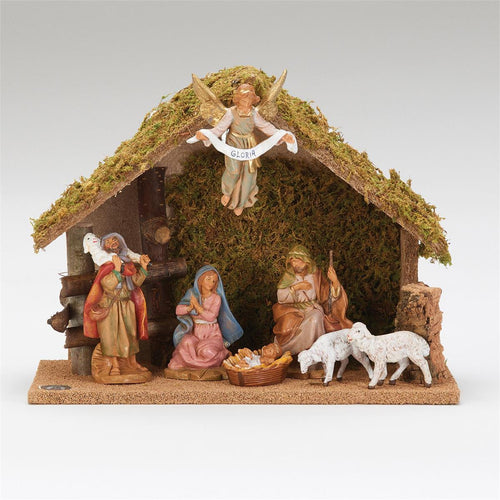 7-Piece Christmas Nativity Figurine Set with Stable 5" Scale
