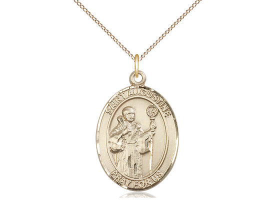 14kt Gold Filled St Augustine Pendant on a 18 inch Gold Filled Light Curb Chain.