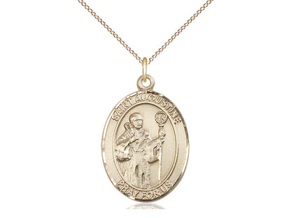 14kt Gold Filled St Augustine Pendant on a 18 inch Gold Filled Light Curb Chain.