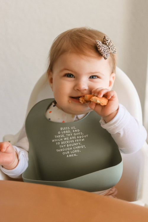 Meal Blessing Silicone Bib: Powder Blue