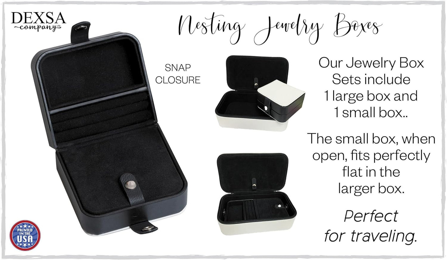 You are Fearfully and Wonderfully Made black nesting jewelry boxes with soft velvet interior and snap closure, perfect for travel.