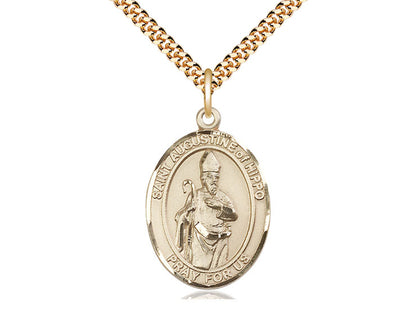14kt Gold Filled St Augustine of Hippo Pendant on a 24 inch Gold Plate Heavy Curb Chain.