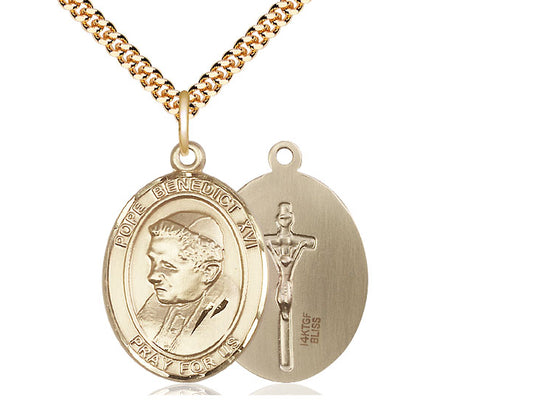14kt Gold Filled Pope Benedict XVI Pendant on a Gold Filled Chain