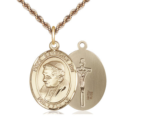 Colgante de 14kt relleno de oro Benedicto XVI en una cadena llena de oro