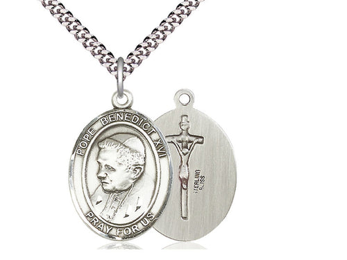 Sterling Silver Pope Benedict XVI Pendant on a Sterling Silver Chain