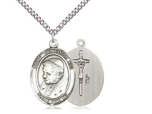 Sterling Silver Pope Benedict XVI Pendant on a Sterling Silver Chain