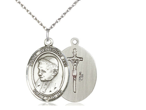 Sterling Silver Pope Benedict XVI Pendant on a Sterling Silver Chain