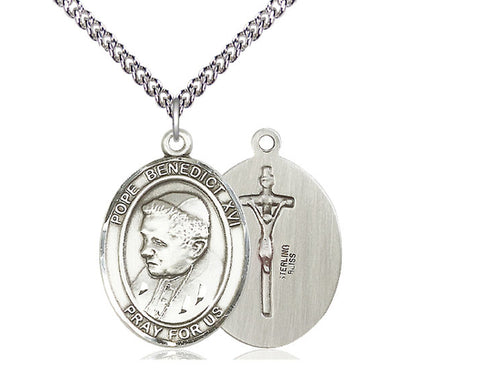 Sterling Silver Pope Benedict XVI Pendant on a Sterling Silver Chain