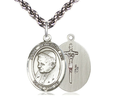 Sterling Silver Pope Benedict XVI Pendant on a Sterling Silver Chain
