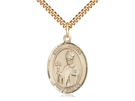 Colgante de ST Austin relleno de oro de 14kt en una placa de oro de 24 pulgadas cadena de acera pesada.