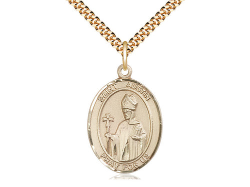 Colgante de ST Austin relleno de oro de 14kt en una placa de oro de 24 pulgadas cadena de acera pesada.