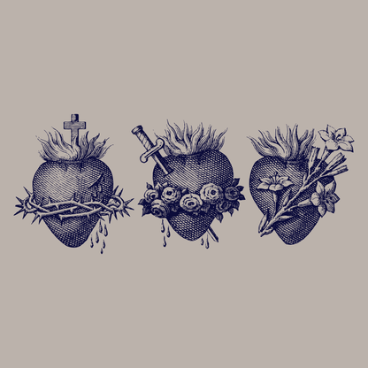 Ladies Holy Family Hearts | 3 Hearts of the Holy Family Tee: L