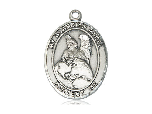 Sterling Silver Guardian Angel Protector Pendant on a Sterling Silver Chain