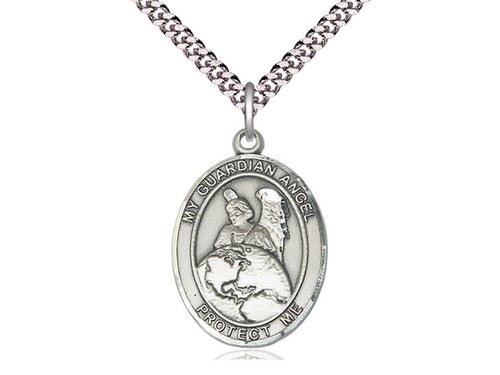 Sterling Silver Guardian Angel Protector Pendant on a Sterling Silver Chain