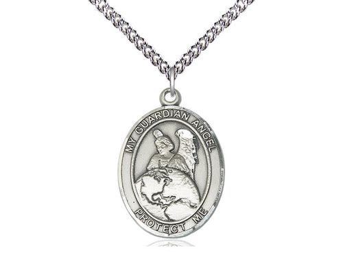 Sterling Silver Guardian Angel Protector Pendant on a Sterling Silver Chain