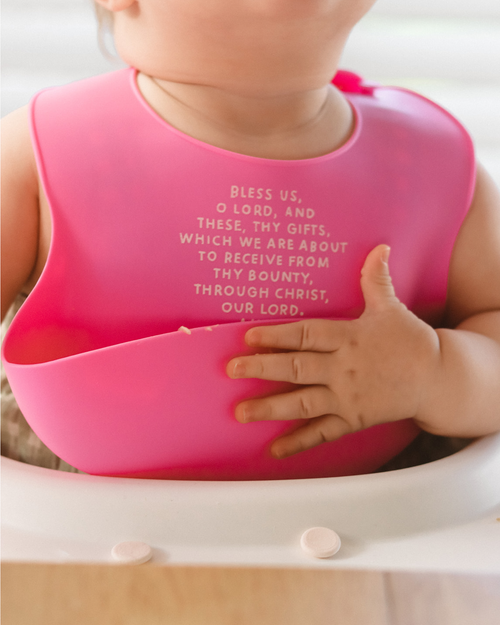 Meal Blessing Silicone Bib: Powder Blue