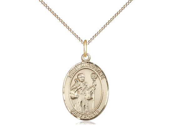 14kt Gold Filled St Augustine Pendant on a 18 inch Gold Filled Light Curb Chain.