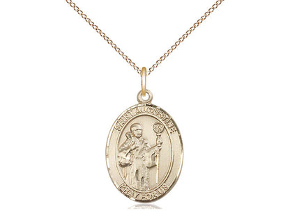 14kt Gold Filled St Augustine Pendant on a 18 inch Gold Filled Light Curb Chain.