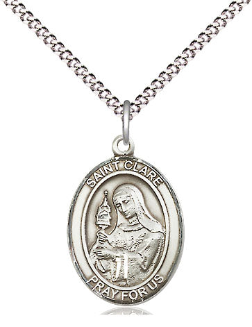 Medalla Santa Clara de Asís Plata esterlina 3/4 "