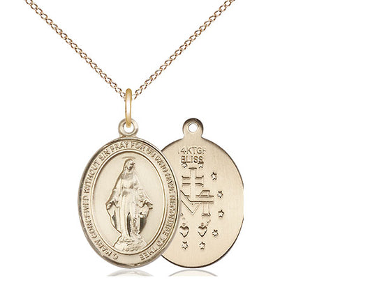 Gold Filled Miraculous Medal Pendant (3/4")