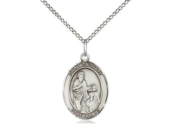 Sterling Silver St.  Zachary Oval Medal 7/8"