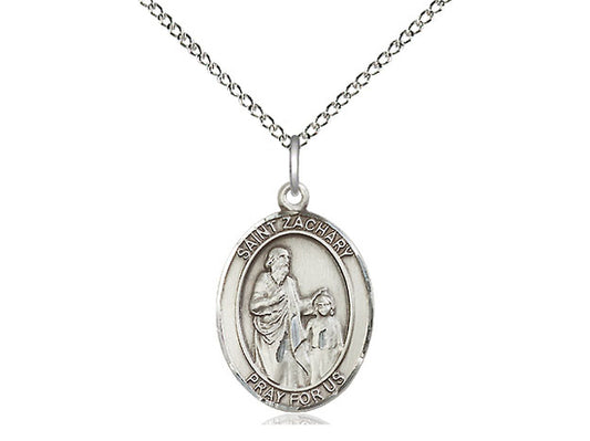 Sterling Silver St.  Zachary Oval Medal 7/8"