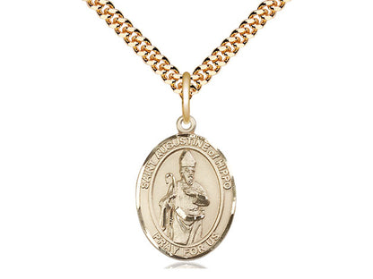 14kt Gold Filled St Augustine of Hippo Pendant on a 24 inch Gold Plate Heavy Curb Chain.