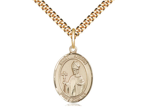 Colgante de ST Austin relleno de oro de 14kt en una placa de oro de 24 pulgadas cadena de acera pesada.