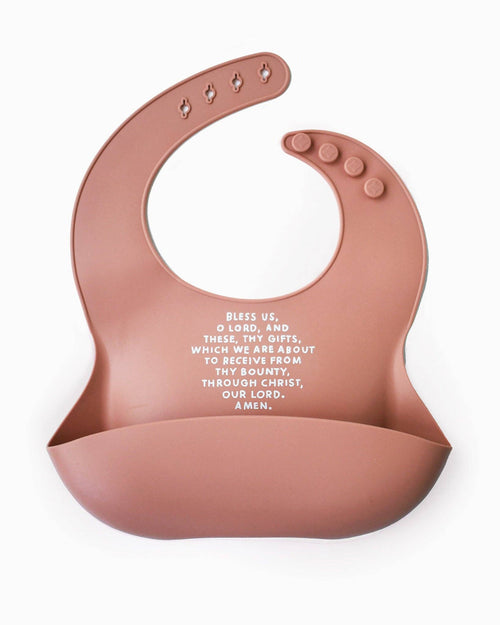 Meal Blessing Silicone Bib: Powder Blue