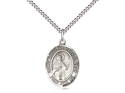 Sterling Silver St Anthony Mary Claret Claret en una cadena de acera pesada de rodio de 24 pulgadas.