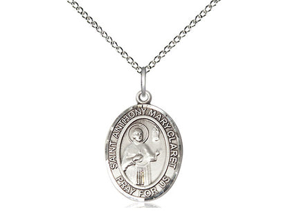 Sterling Silver St Anthony Mary Claret Claret en una cadena de acera pesada de rodio de 24 pulgadas.