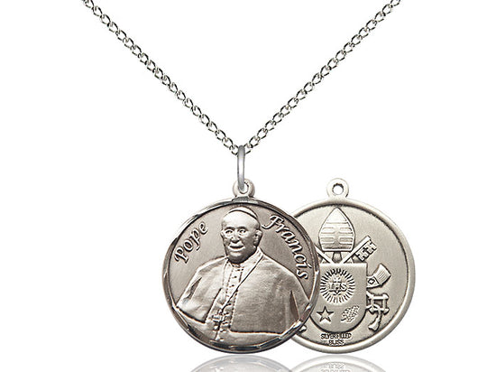 Sterling Silver Pope Francis Pendant on a Sterling Silver Chain