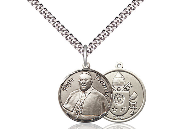 Collar Del Papa Francisco De Plata De Ley Con Cadena De Plata De Ley