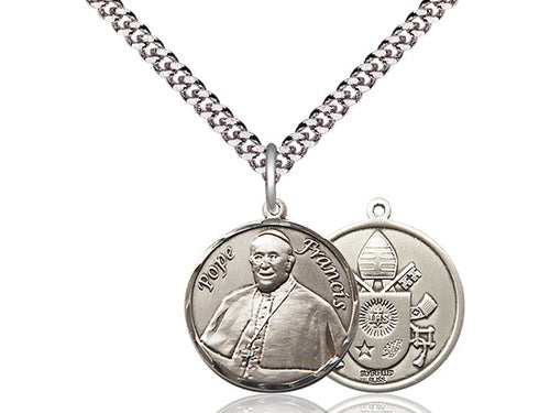 Collar Del Papa Francisco De Plata De Ley Con Cadena De Plata De Ley