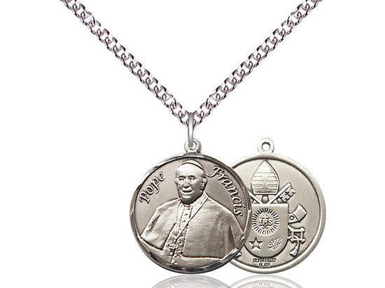 Collar Del Papa Francisco De Plata De Ley Con Cadena De Plata De Ley