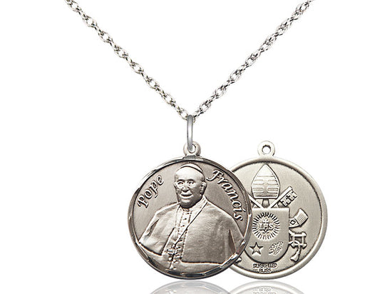 Sterling Silver Pope Francis Pendant on a Sterling Silver Chain